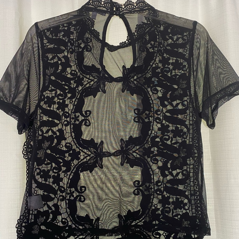Sheer Black Lace Blouse